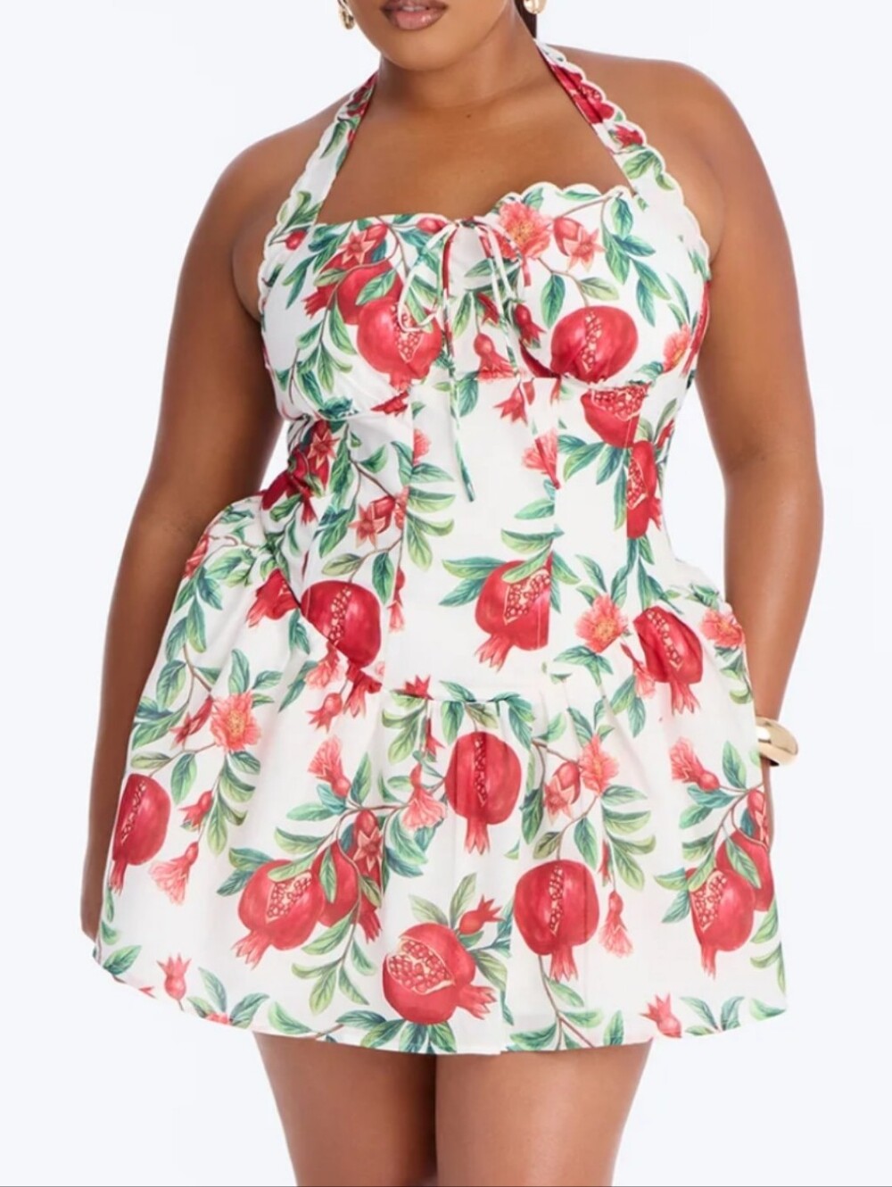 Pomegranate Print Halter Sundress